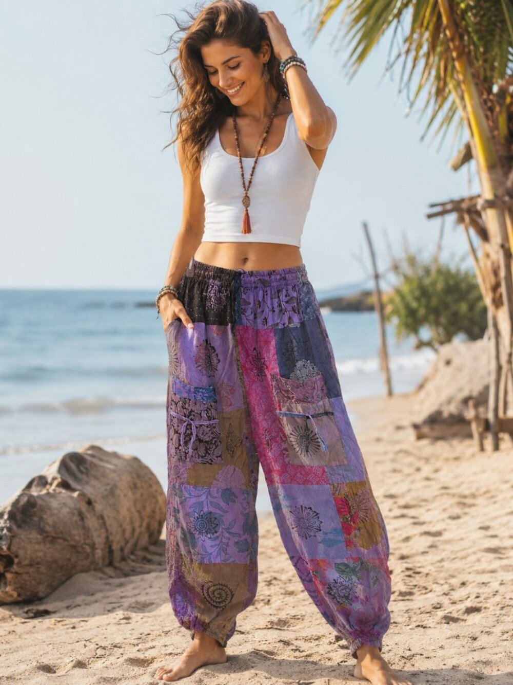 🌸Purple Boho Patchwork Harem Pants – NWOT 🌸